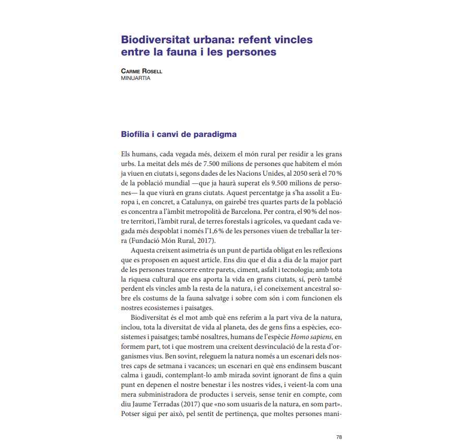 Biodiversitat urbana: refent vincles entre la fauna i les persones